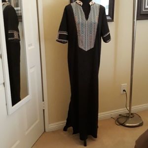 Caftan Dress Black1 PC maxi length pull on dress